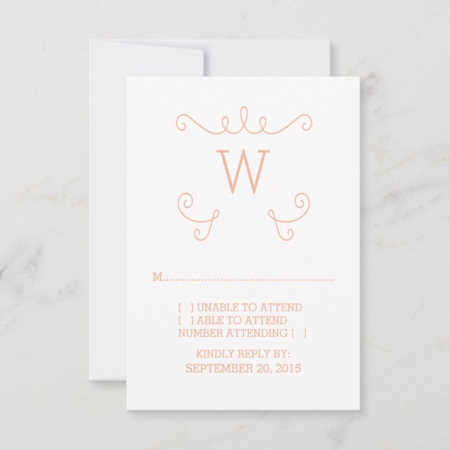 Orange Whimsique Flourish Monogram OSA kort (Framsida)