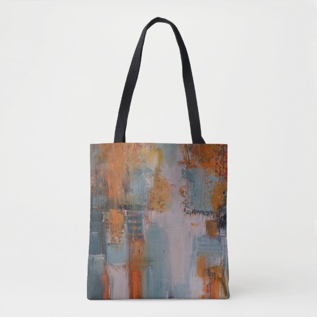 Orange, white, and teal abstract painting tygkasse (Framsida)