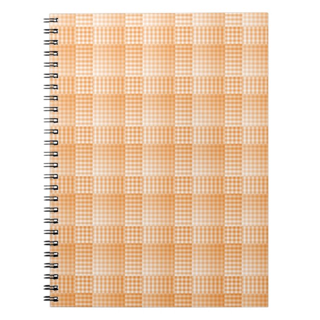 Orange White Checker Abstract Pattern Anteckningsbok (Framsidan)
