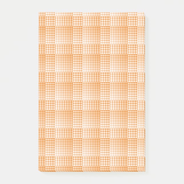 Orange White Checker Abstract Pattern Post-it Block (Framsida)