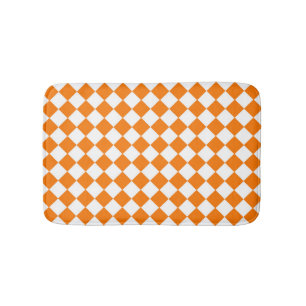Orange White Checker Diamond Mönster Badrumsmatta