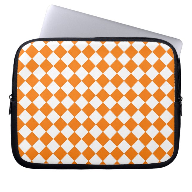 Orange White Checker Diamond Mönster Laptop Fodral (Framsidan)