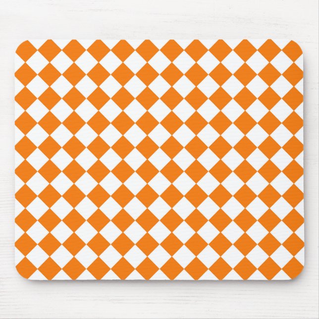 Orange White Checker Diamond Mönster Musmatta (Framsidan)