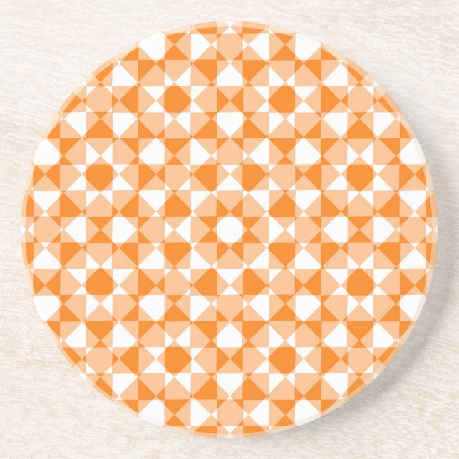 Orange White Checker Diamond Plaid Pattern Underlägg (Framsidan)