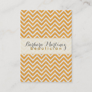 Orange & White Chevron Mönster Linen Struktur 2 Visitkort