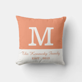 Orange White ColorBlock Reversible Family Monogram Kudde