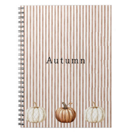 Orange White Fall Pumpkins Brown Rand Anteckningsbok