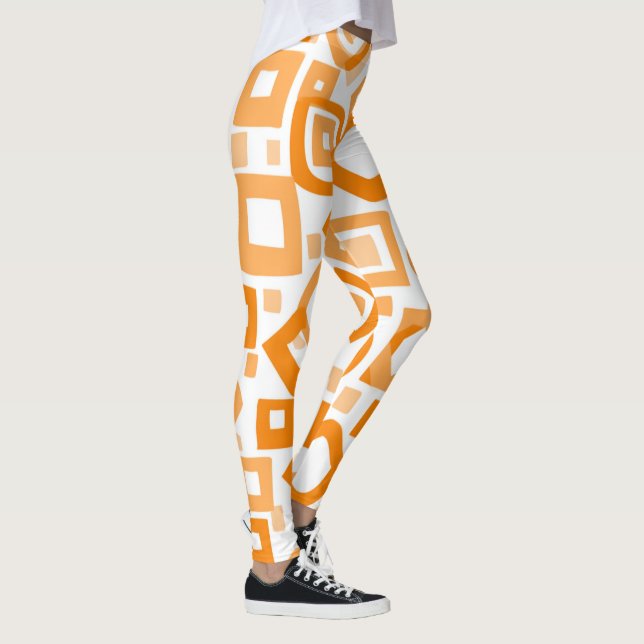 Orange White GeometryLeggings Leggings (Höger)