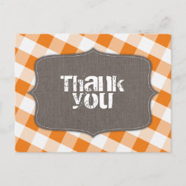 Orange & White Gingham Canvas Tack Postcards Vykort