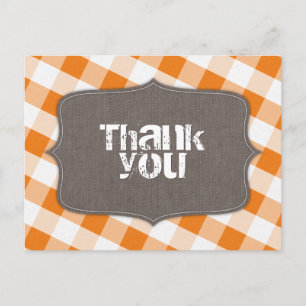 Orange & White Gingham Canvas Tack Postcards Vykort