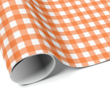 Orange| White Gingham Wrapping Papprare