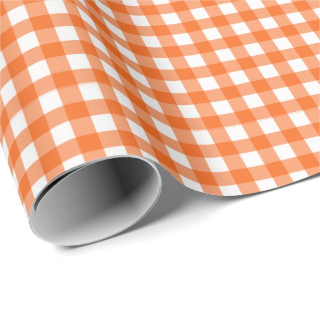 Orange| White Gingham Wrapping Papprare Presentpapper (Rullad Hörn)