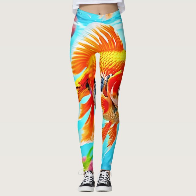 Orange White Goldfish Leggings (Framsida)