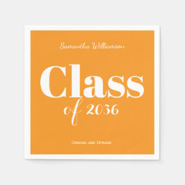 Orange White Graduation Party Napkins Customizable Pappersservett