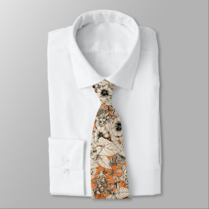 Orange White Graphic Flowers Mönster Slips