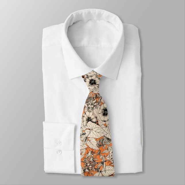 Orange White Graphic Flowers Mönster Slips (Bunden)
