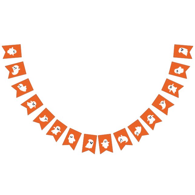 Orange White Happy halloween Cute Ghost Vimplar (Alla)