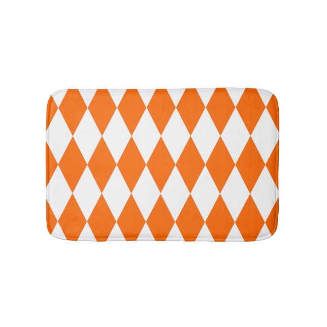 Orange White Harlequin Diamonds Checkerss Design Badrumsmatta (Framsidan)