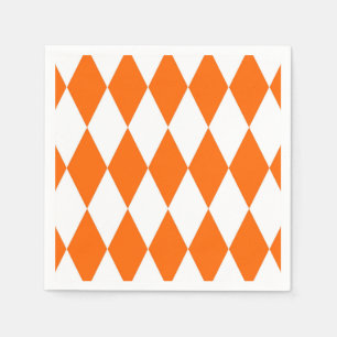 Orange White Harlequin Diamonds Checkerss Design Pappersservett