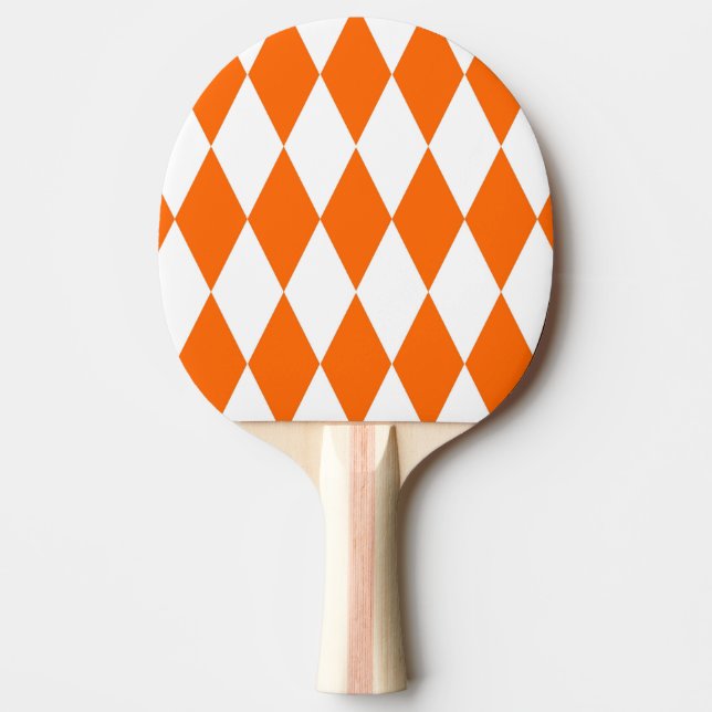 Orange White Harlequin Diamonds Checkerss Design Pingisracket (Framsidan)