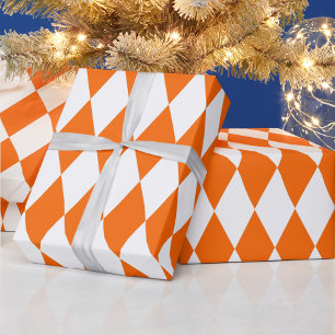 Orange White Harlequin Diamonds Checkerss Design Presentpapper