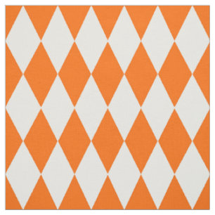 Orange White Harlequin Diamonds Checkerss Design Tyg