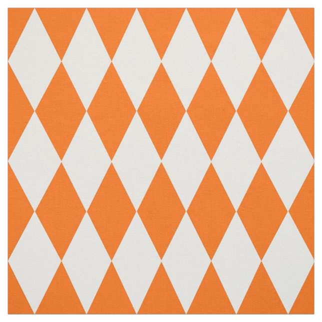 Orange White Harlequin Diamonds Checkerss Design Tyg (Provkarta)