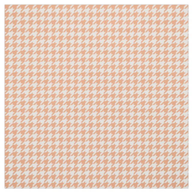 Orange White Houndstooth Mönster Fabric Tyg (Provkarta)