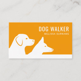 Orange & White Hund Silhouettes Dog Walker Visitkort