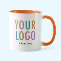 Orange & White Kaffe Mugg Anpassad Logo Personlig