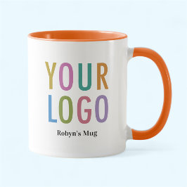 Orange & White Kaffe Mugg Anpassad Logo Personlig