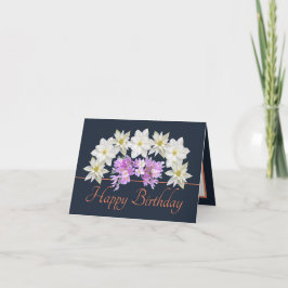 Orange White Lila Bouquet Grattis på födelsedagen Kort