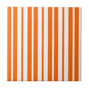 Orange White Lodrät Rand Mönster Kakelplatta