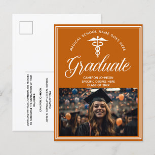 Orange White Medical School Photo Studenten Meddelande Vykort