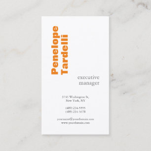 Orange White Modern Simple Plain Premium Silke Visitkort