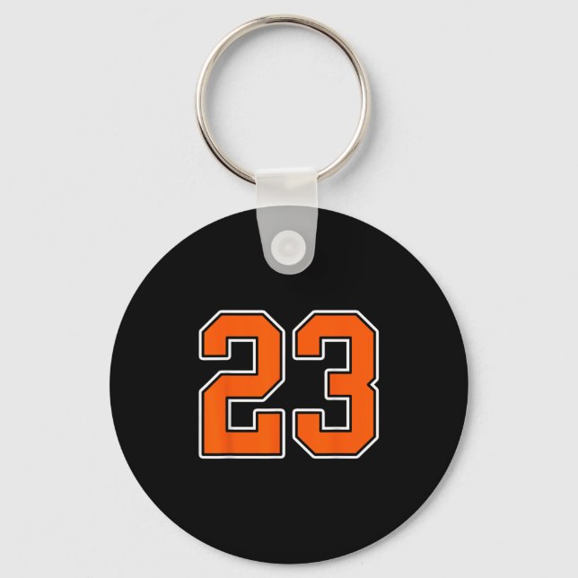 Orange White Number 23 Jersey Player Uniform #23 Nyckelring (Framsida)