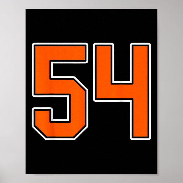 Orange White Number 54 Jersey Player Uniform #54 Poster (Framsidan)