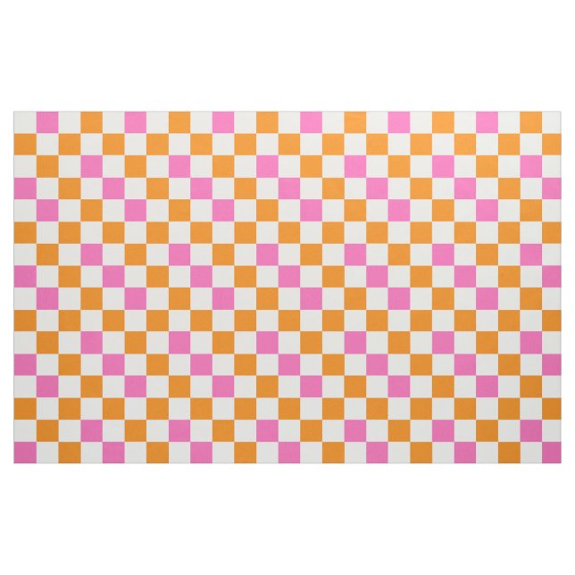 Orange White Pink Checkered Pattern Design  Tyg (Fat Quarter)
