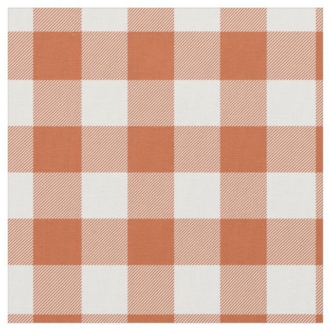 Orange & White Plaid Gingham Tyg (Närbild)