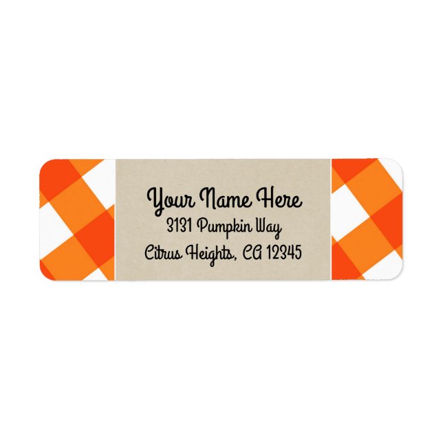 Orange White Play Kraft Rustic Monogram Initial Returadress Etikett (Framsidan)