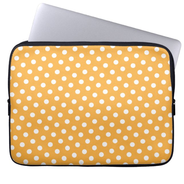 Orange & White Polka Dot Laptop sleeve (Framsidan)