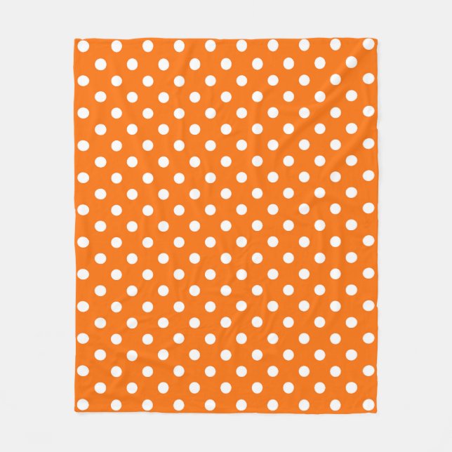 Orange White Polka dots Design Fleecefilt (Framsidan)