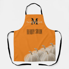 Orange White Pumpkin Beauty Salon Monogram Apron