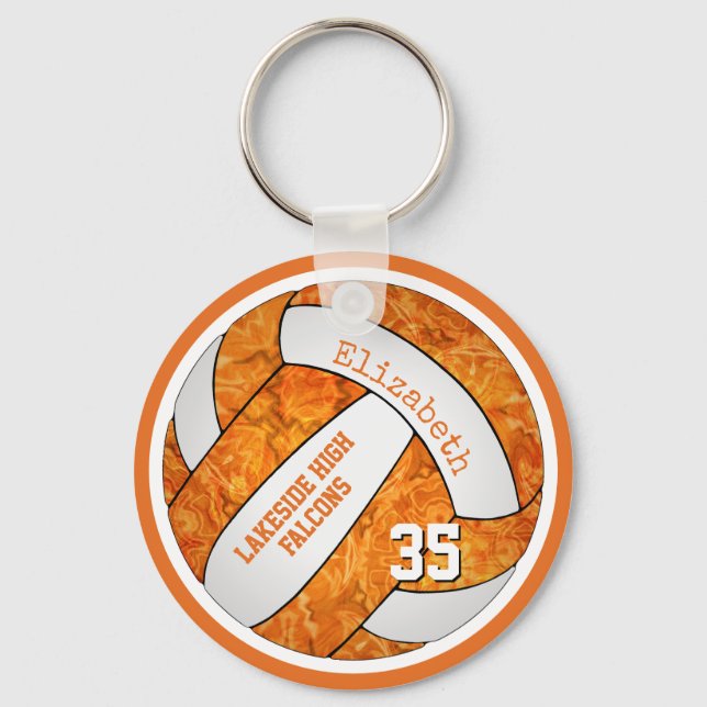 orange White School färg eget namn volleyball Nyckelring (Framsida)