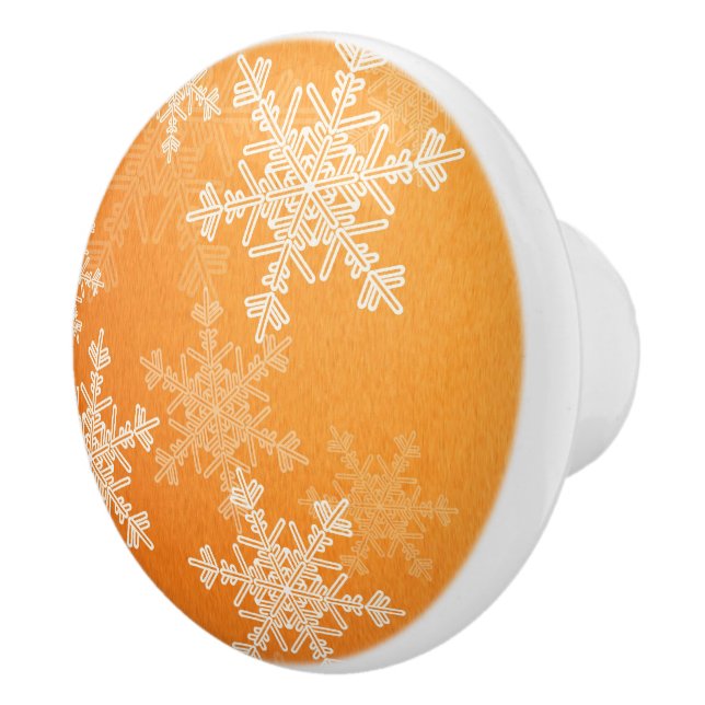 Orange White Snöflingor minimalistisk jul Knopp (Höger)