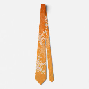 Orange White Snöflingor minimalistisk jul Slips