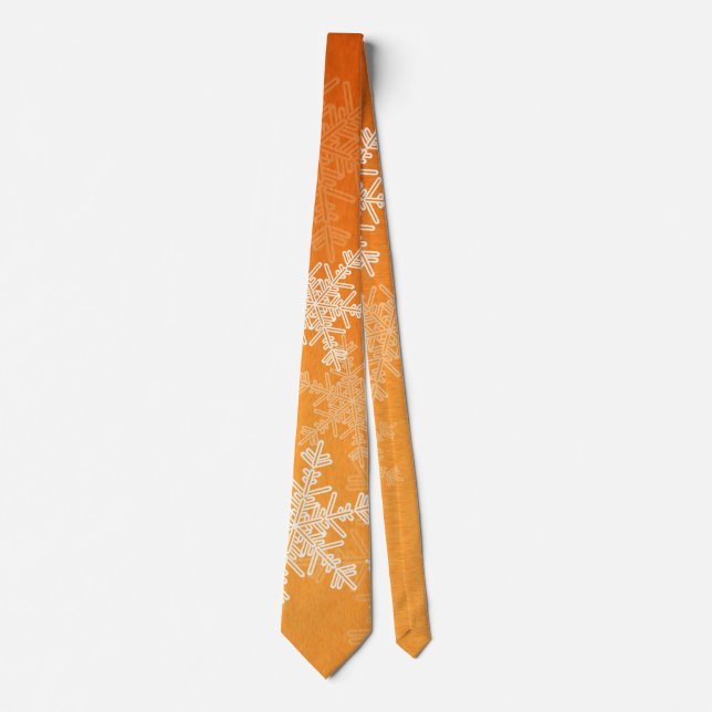 Orange White Snöflingor minimalistisk jul Slips (Framsida)