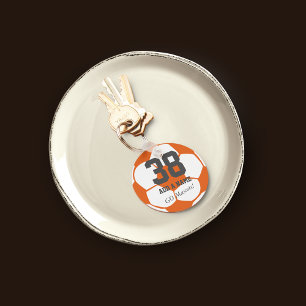 Orange White Soccer Team Player ・ Anpassningsbar Nyckelring