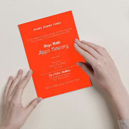 Orange White Solid Färg Plain, Aqiqah Baby Shower Inbjudningar