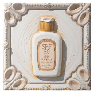 Orange White SPF 50 Sol Cream Beach House Bathroom Kakelplatta